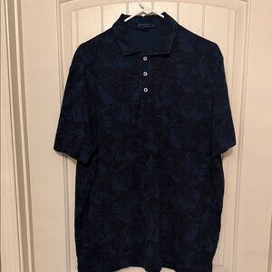 Daniel Cremieux Navy Leaf Print Polo Shirt